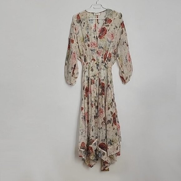 Rare Zimmermann Mischief Ladder Floral Silk Midi Handkerchief Floral Dress AS IS - Picture 3 of 13
